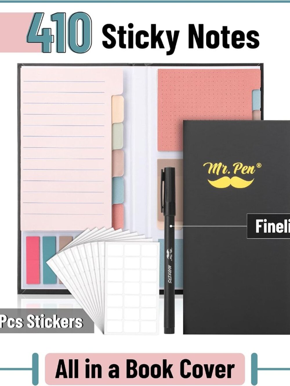 Sticky Notes Set, 410 Pack, Ruled - Picture 3 of 9